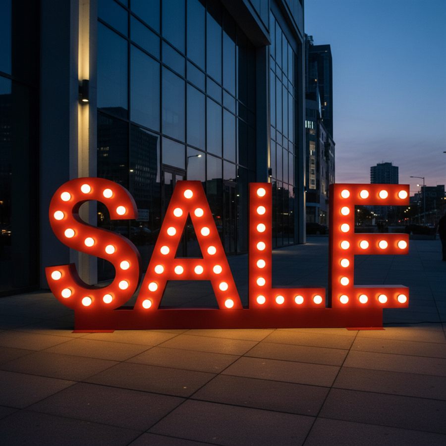 Светлечки букви SALE со сијалички